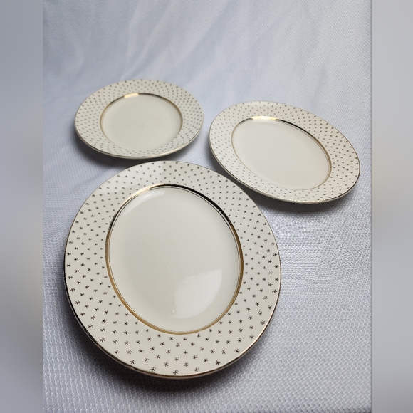John Maddock & Sons set of 3 Platters Gold/Cream Ivory Ware England - Picture 7 of 13